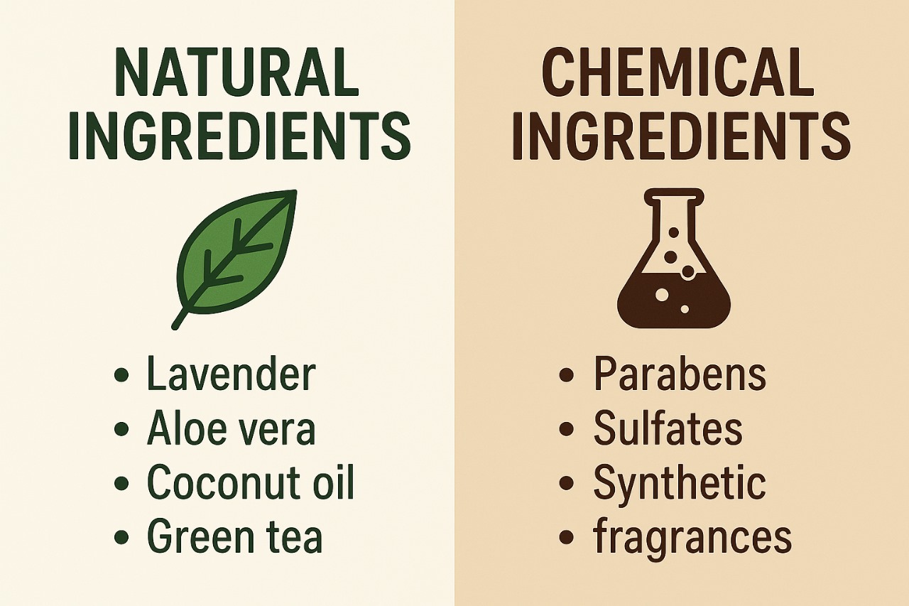 المقارنة بين المكونات الطبيعية والكيميائية ضمن المكونات الخفية في مستحضرات التجميل"