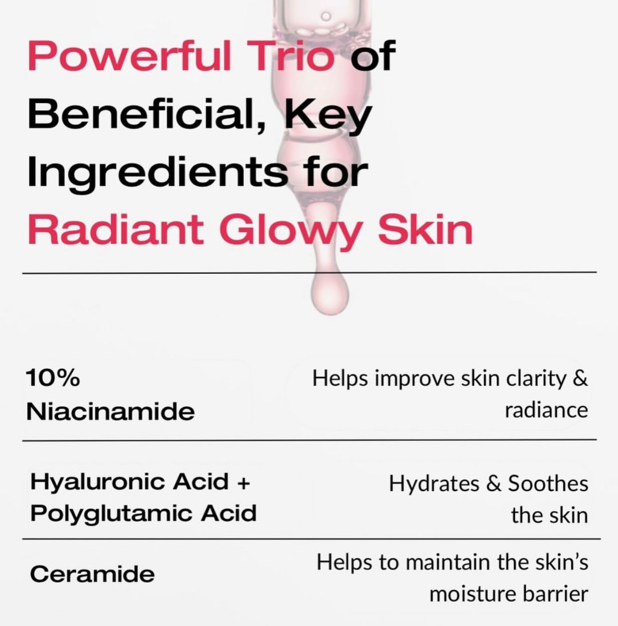 مكونات سيروم Anua Niacinamide مع حمض الهيالورونيك والبولى جلوتاميك والسيراميد لترطيب وتوهج البشرة