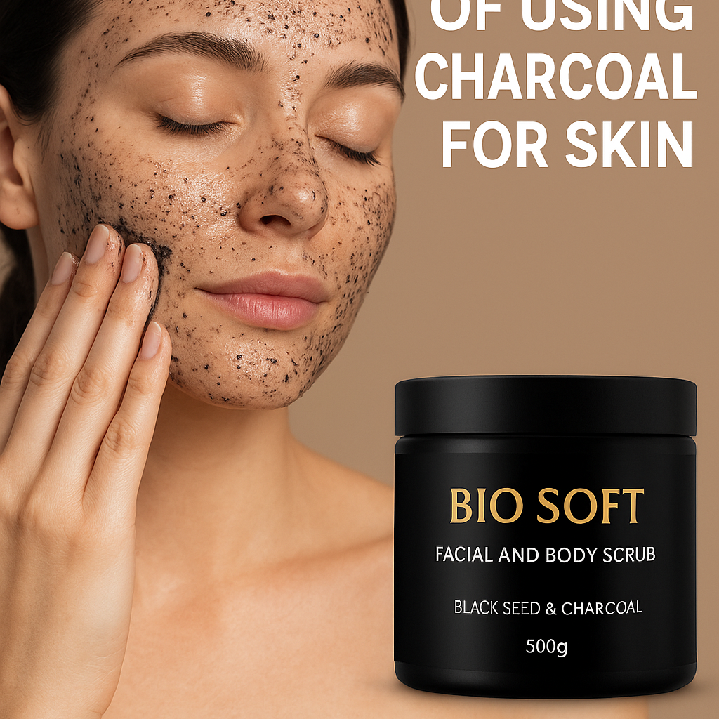 مقشر الوجه والجسم بالفحم وحبة البركة من بايو سوفت يمنح البشرة نعومة ونضارة طبيعية